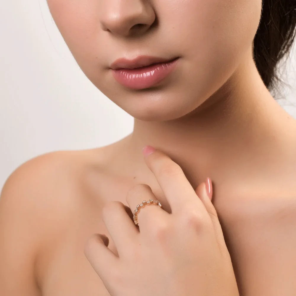 Inel din aur roz cu diamante de 0.41ct - imagine 4