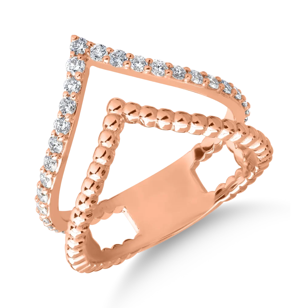 Inel din aur roz cu diamante de 0.42ct