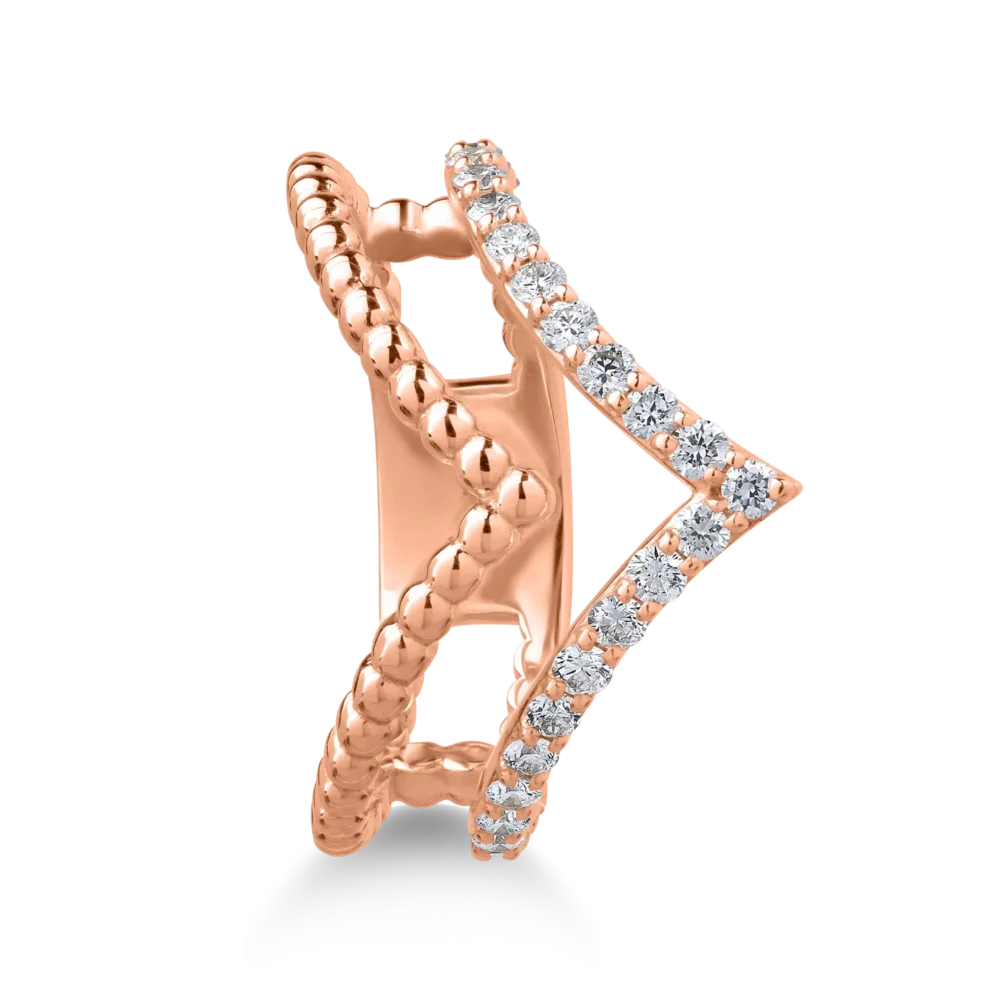 Inel din aur roz cu diamante de 0.42ct - imagine 3