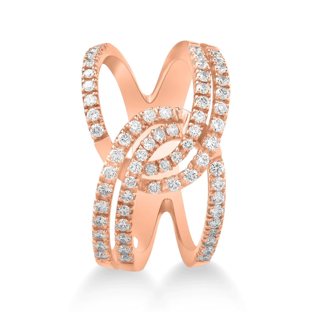 Inel din aur roz cu diamante de 0.47ct - imagine 3