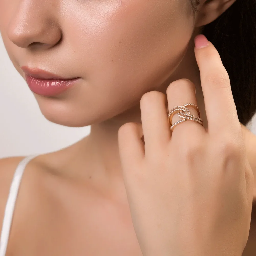 Inel din aur roz cu diamante de 0.47ct - imagine 4