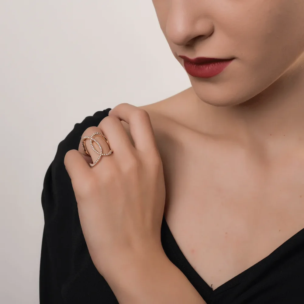 Inel din aur roz cu diamante de 0.5ct - imagine 4