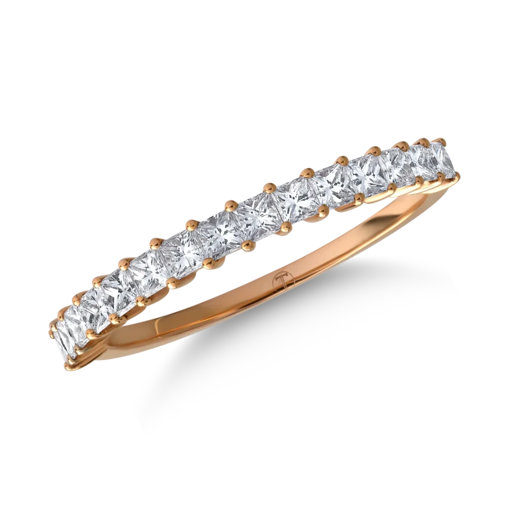 Inel din aur roz cu diamante princess de 0.6ct