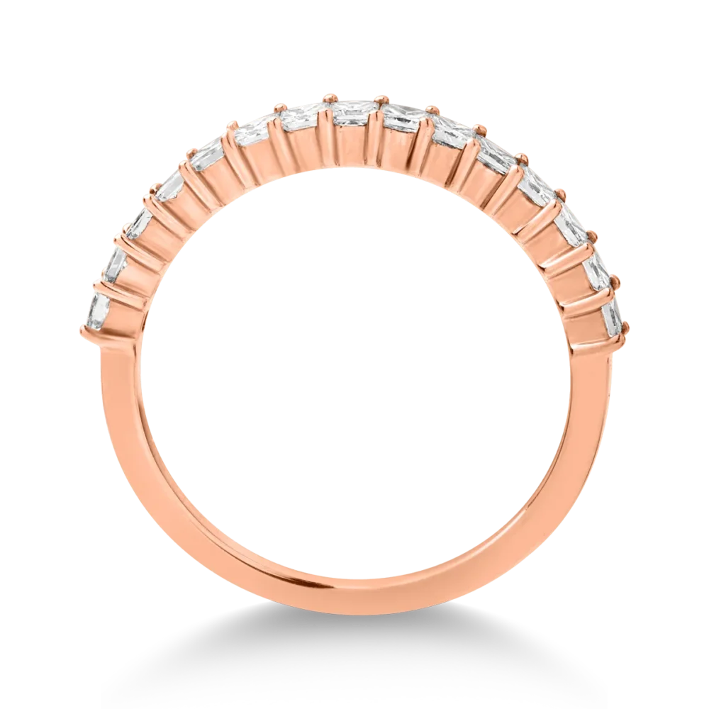 Inel semi eternity din aur roz cu diamante princess de 0.6ct - imagine 2