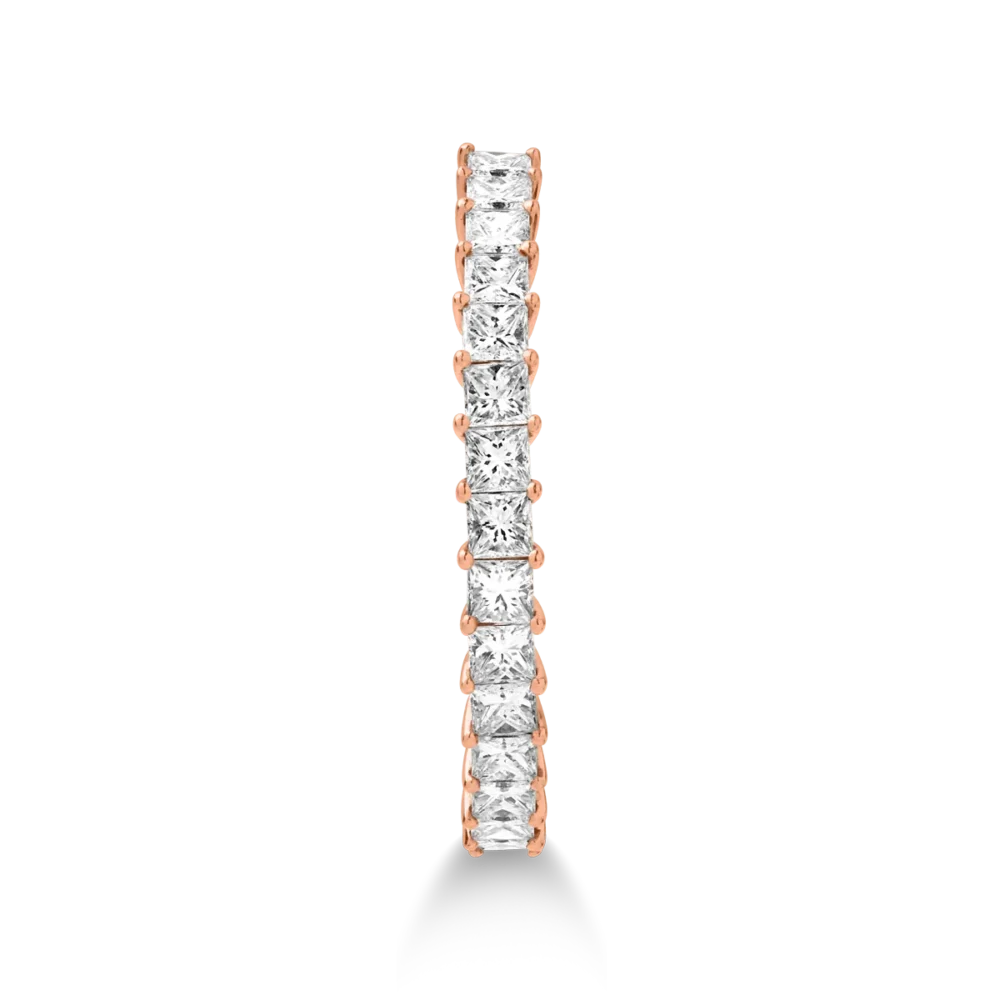 Inel semi eternity din aur roz cu diamante princess de 0.6ct - imagine 3