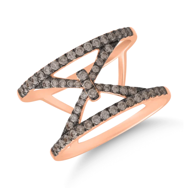 Inel din aur roz cu diamante maro de 0.52ct