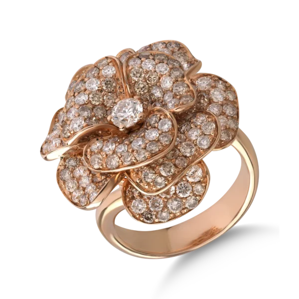 Inel din aur roz cu diamante maro de 2.85ct si diamante transparente de 1.5ct