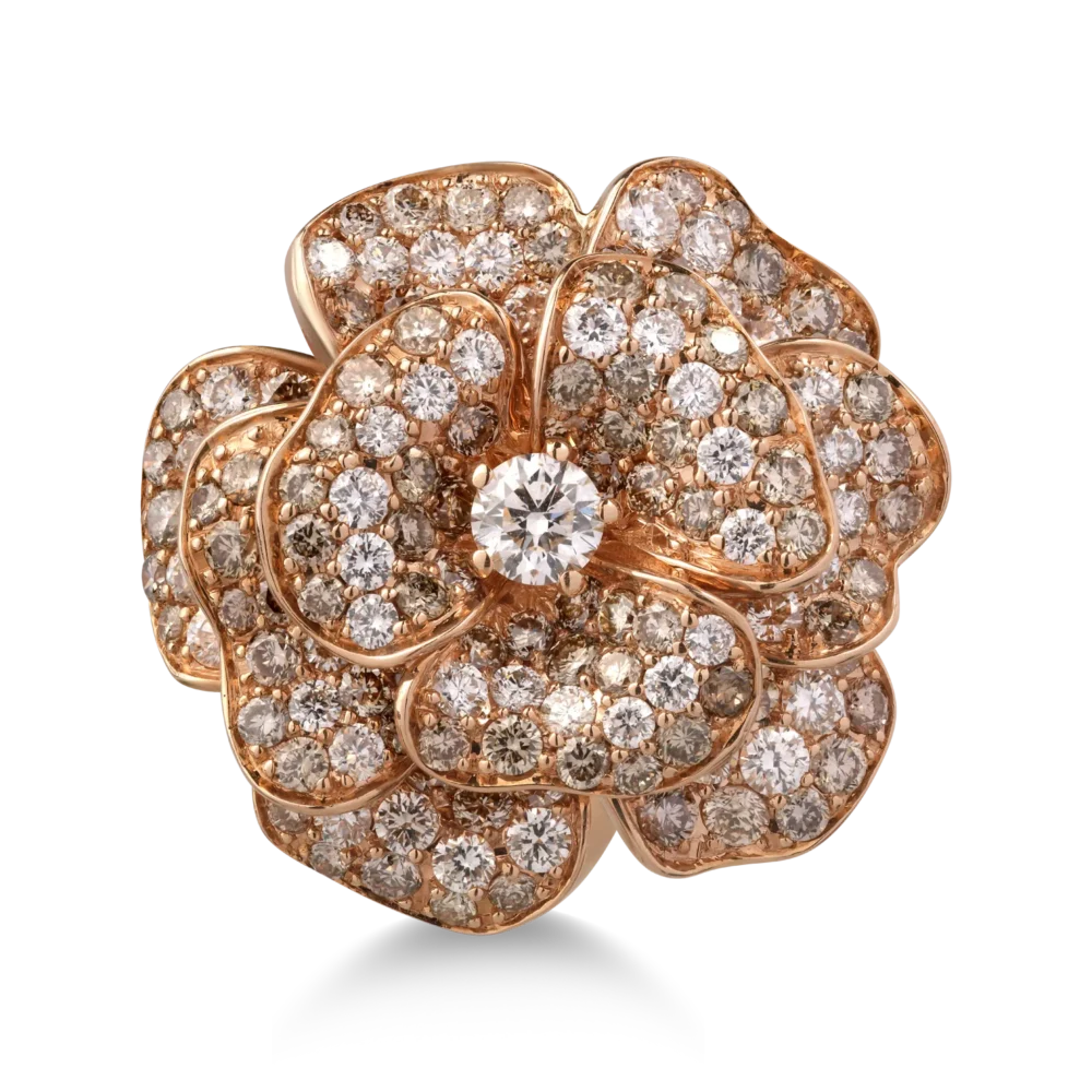 Inel din aur roz cu diamante maro de 2.85ct si diamante transparente de 1.5ct - imagine 3