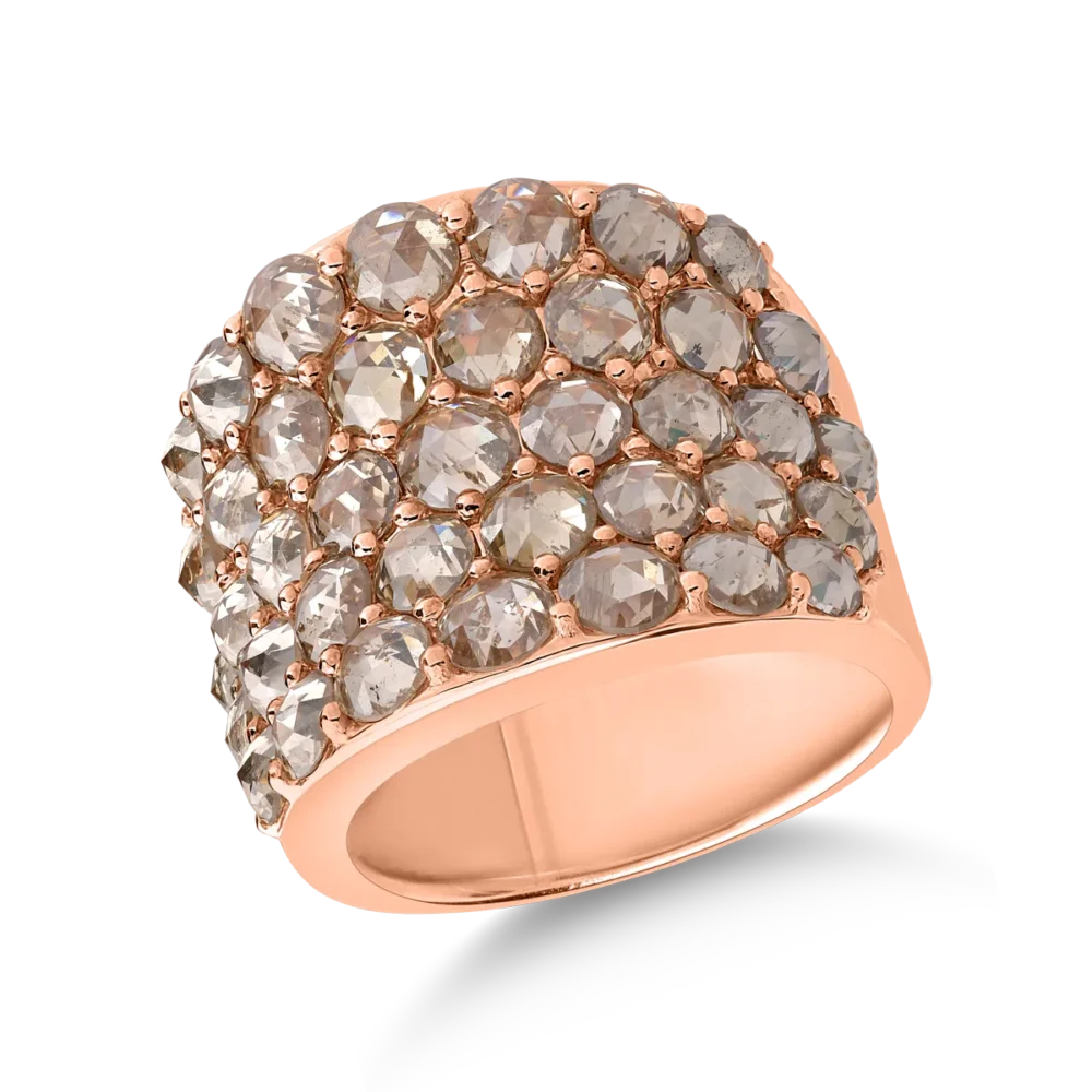 Inel din aur roz cu diamante maro de 6.45ct