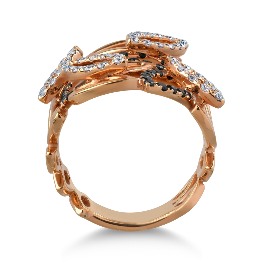 Inel din aur roz cu diamante negre de 0.49ct si diamante transparente de 0.54ct - imagine 2