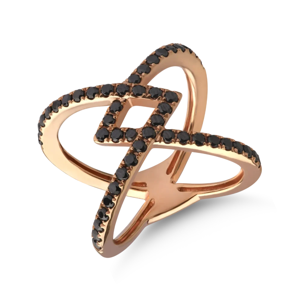 Inel din aur roz cu diamante negre de 0.88ct