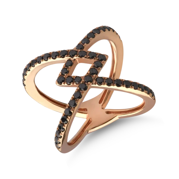 Inel din aur roz cu diamante negre de 0.88ct