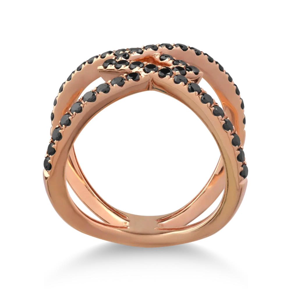 Inel din aur roz cu diamante negre de 0.88ct - imagine 2