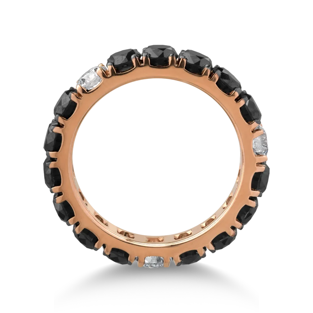 Inel din aur roz cu diamante negre de 3.58ct si diamante transparente de 0.58ct - imagine 2