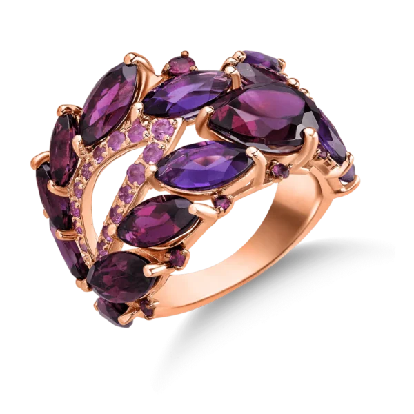 Inel din aur roz cu pietre pretioase si semipretioase de 9.9ct