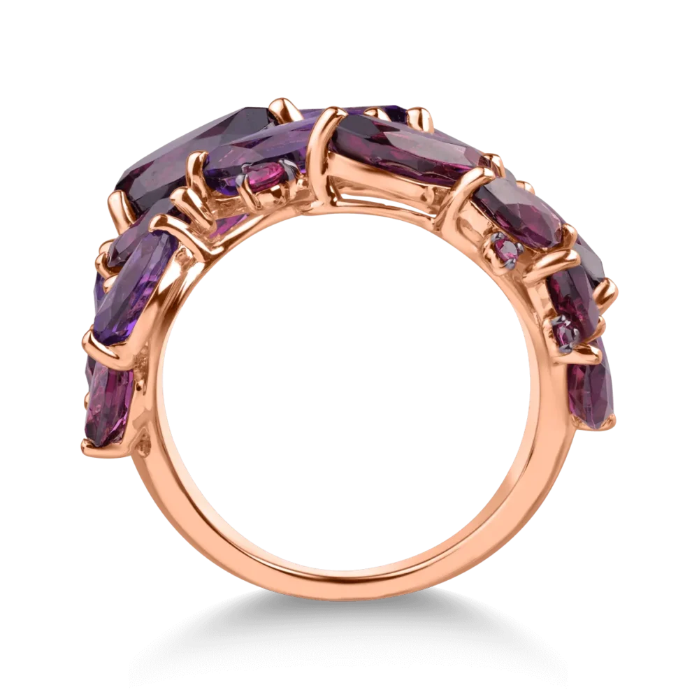 Inel din aur roz cu pietre pretioase si semipretioase de 9.9ct - imagine 2