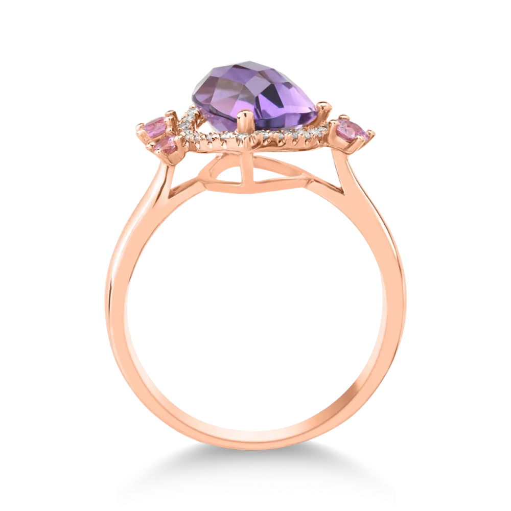 Inel din aur roz cu pietre pretioase si semipretioase de 3.41ct - imagine 2