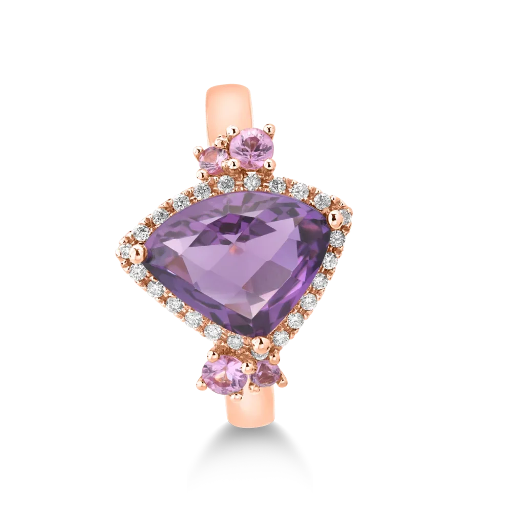 Inel din aur roz cu pietre pretioase si semipretioase de 3.41ct - imagine 3