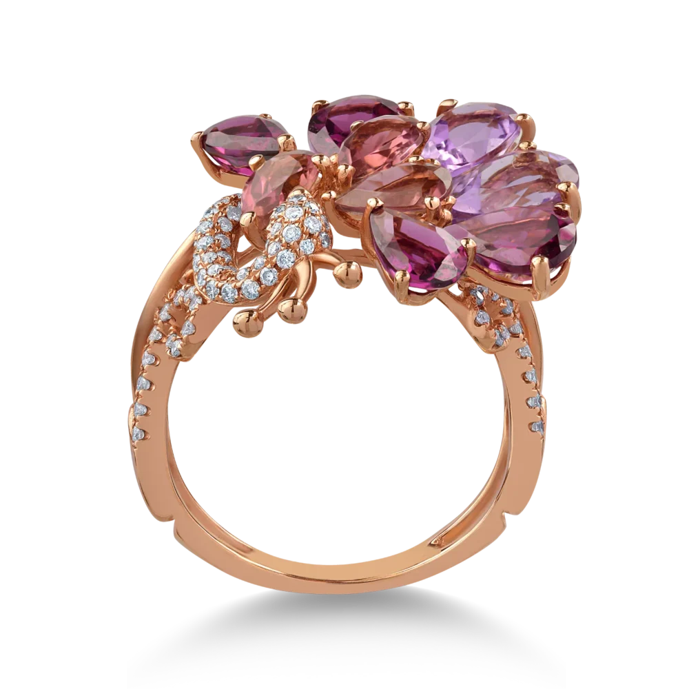 Inel din aur roz cu pietre pretioase si semipretioase de 5.78ct - imagine 2