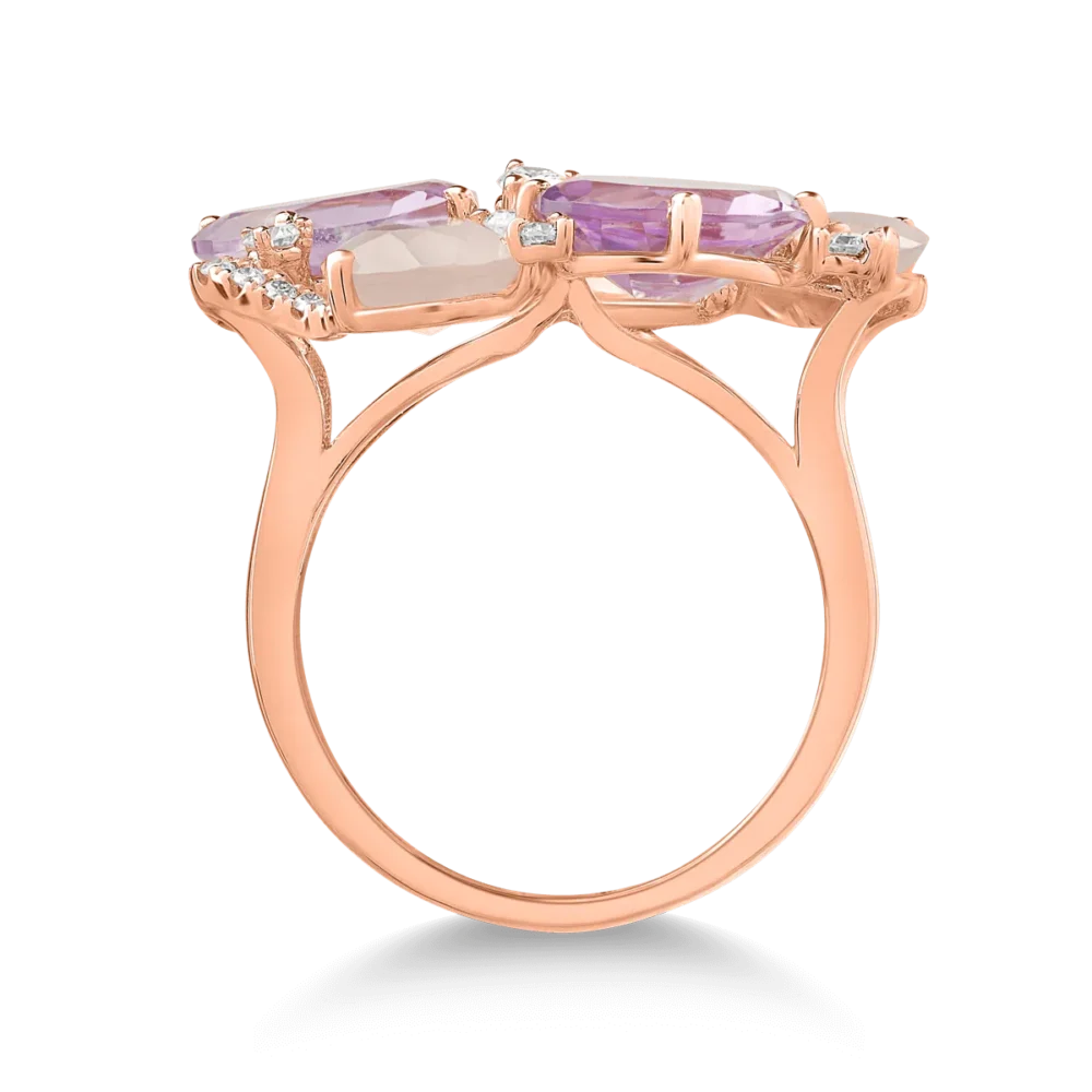 Inel din aur roz cu pietre pretioase si semipretioase de 5.8ct - imagine 2