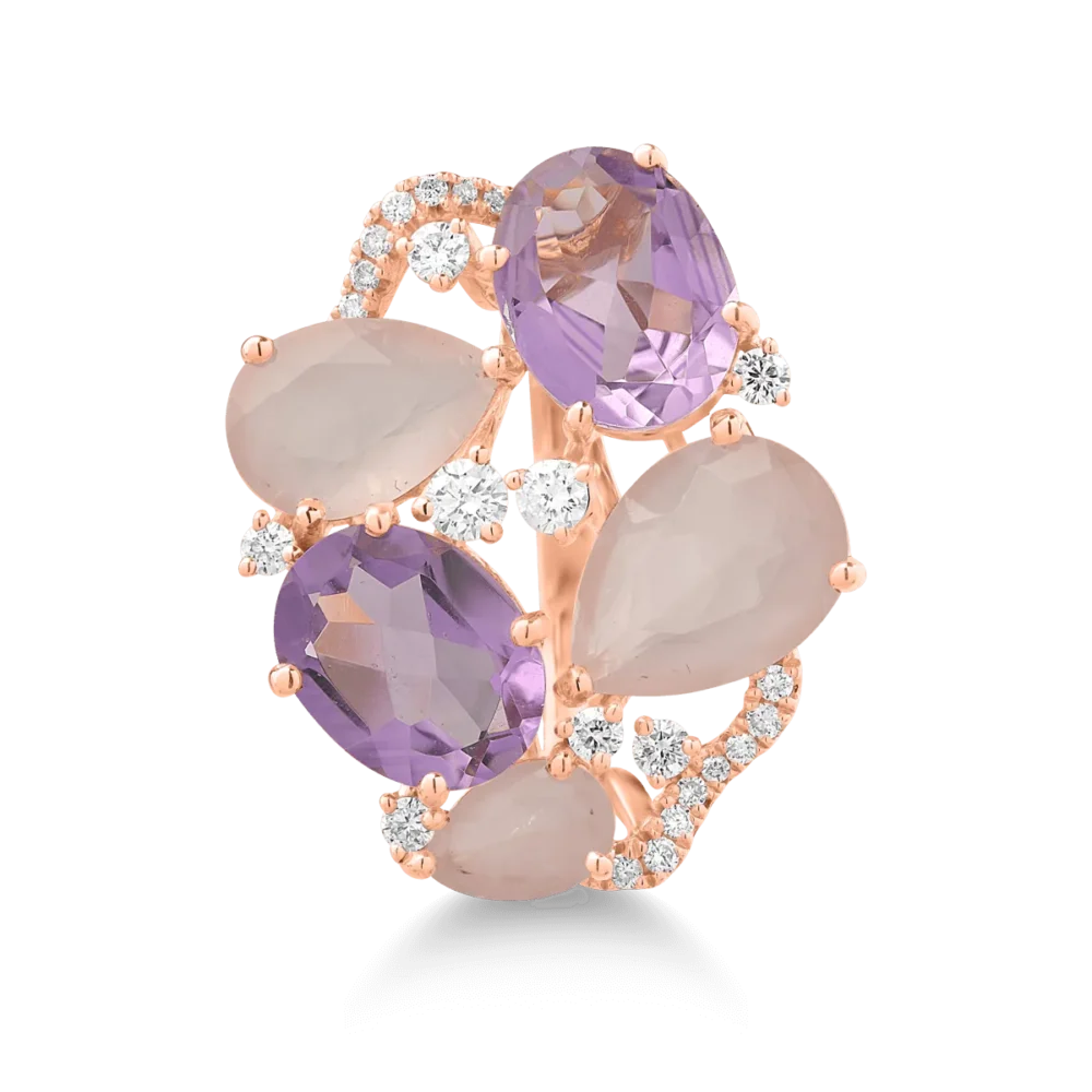 Inel din aur roz cu pietre pretioase si semipretioase de 5.8ct - imagine 3