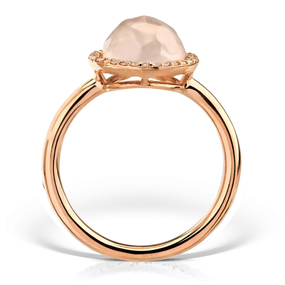 Inel din aur roz cu quartz roz-sidef de 3.124ct si diamante de 0.11ct - imagine 2