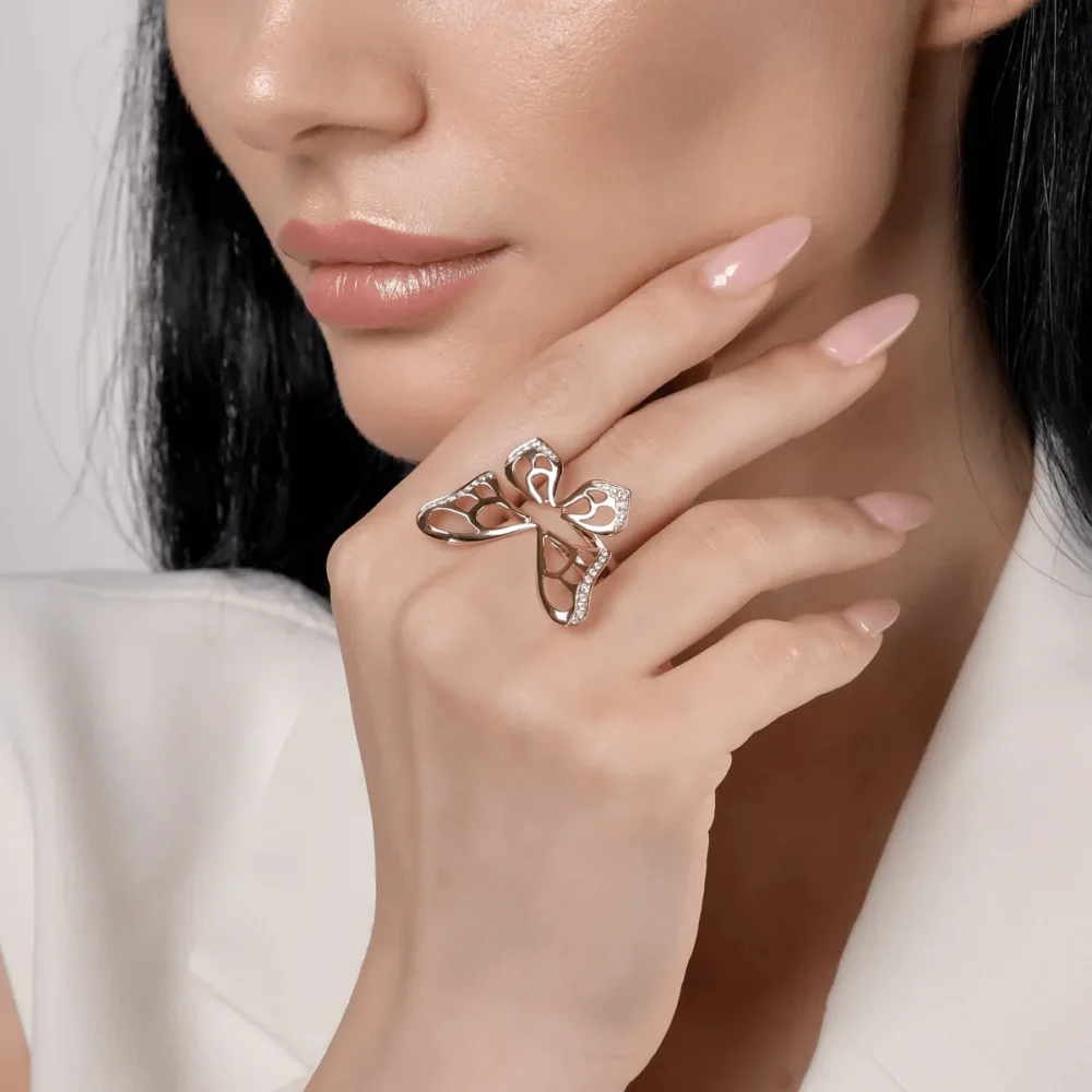 Inel din aur roz cu quartz trandafiriu de 11.4ct si diamante de 0.37ct - imagine 11