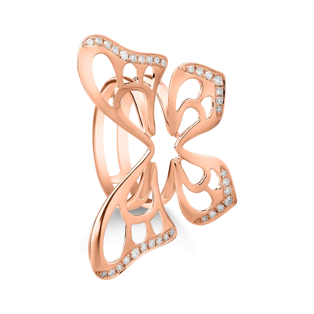 Inel din aur roz cu quartz trandafiriu de 11.4ct si diamante de 0.37ct - imagine 3