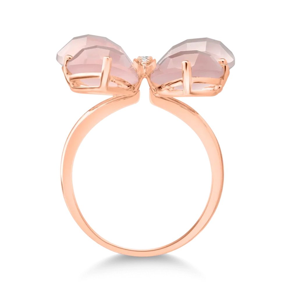 Inel din aur roz cu quartz trandafiriu de 11.4ct si diamante de 0.37ct - imagine 5