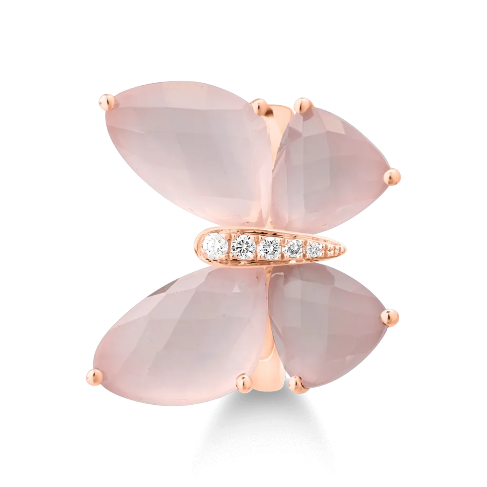 Inel din aur roz cu quartz trandafiriu de 11.4ct si diamante de 0.37ct - imagine 8