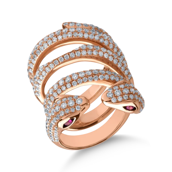 Inel din aur roz cu rubine de 0.12ct si diamante de 6.08ct