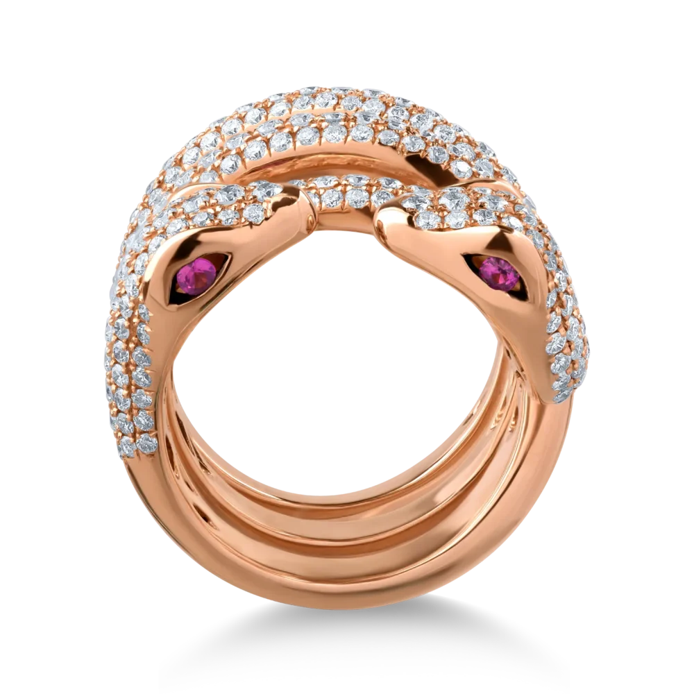 Inel din aur roz cu rubine de 0.12ct si diamante de 6.08ct - imagine 2
