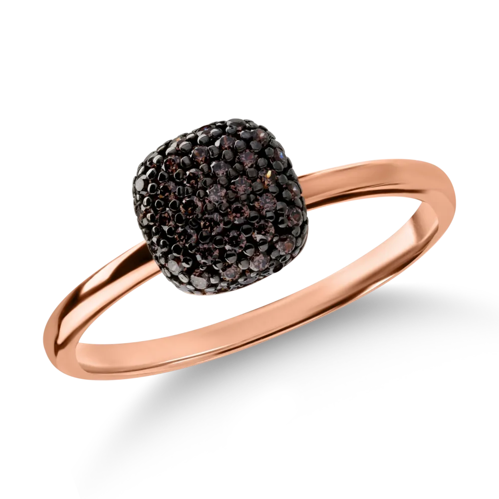 Inel din aur roz-negru