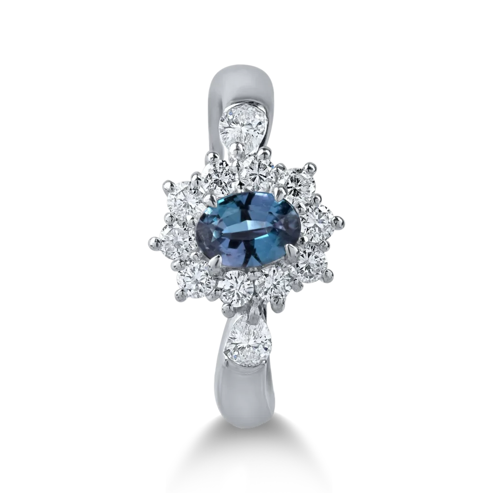 Inel din platina cu alexandrit oval de 0.4ct si diamante de 0.5ct - imagine 2