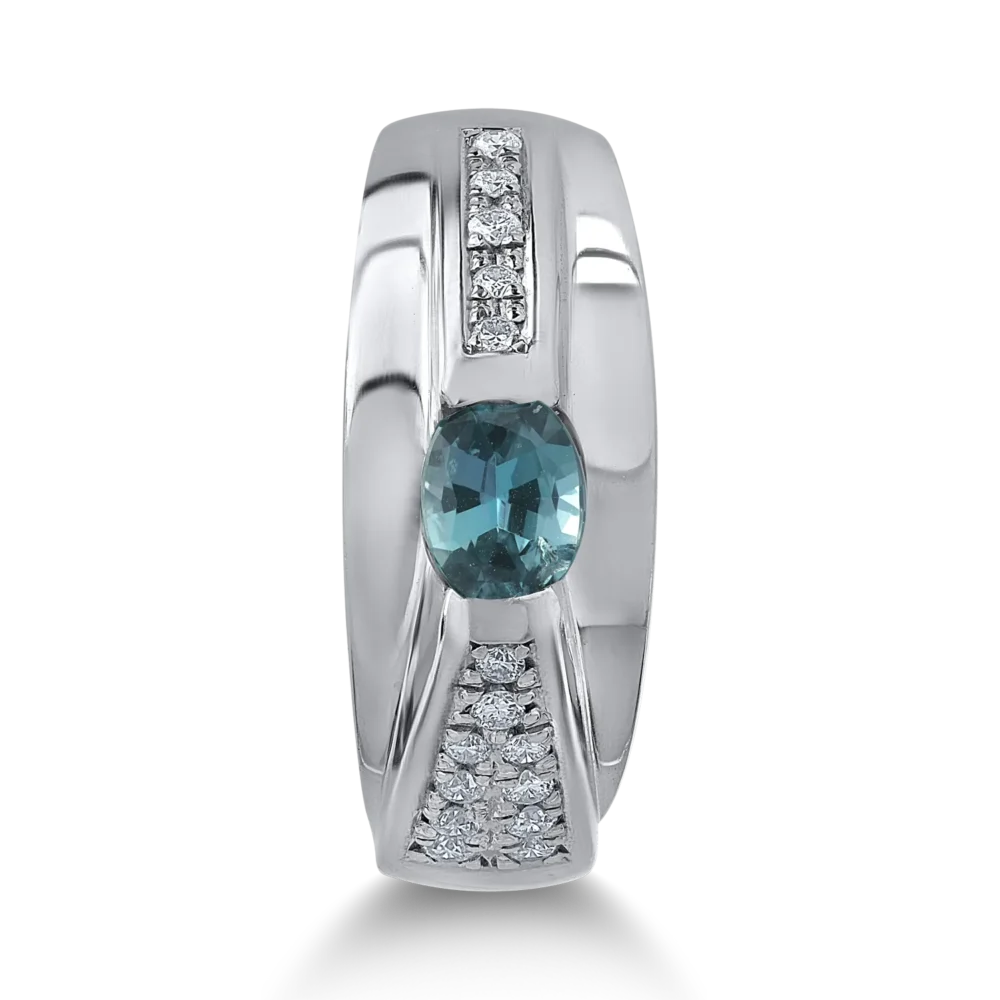 Inel din platina cu alexandrit oval de 0.5ct si diamante de 0.18ct - imagine 2
