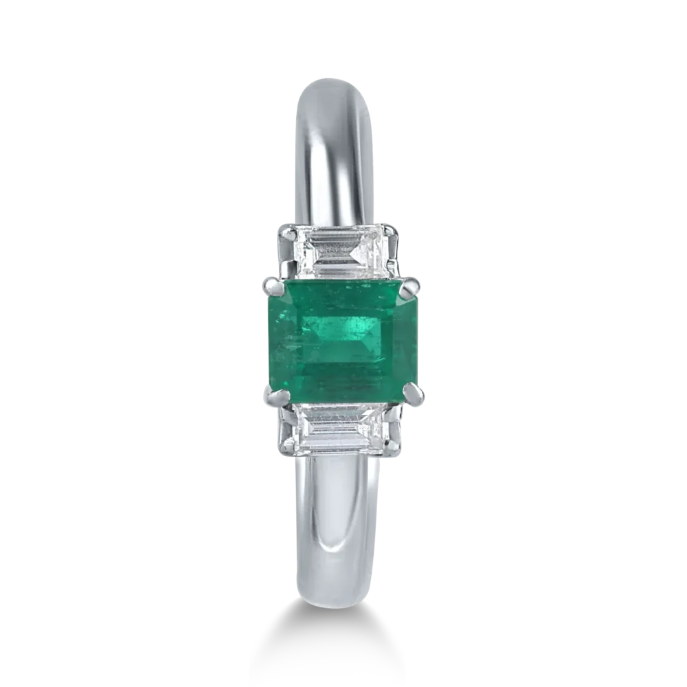 Inel din platina cu smarald emerald de 0.7ct si diamante de 0.2ct - imagine 2