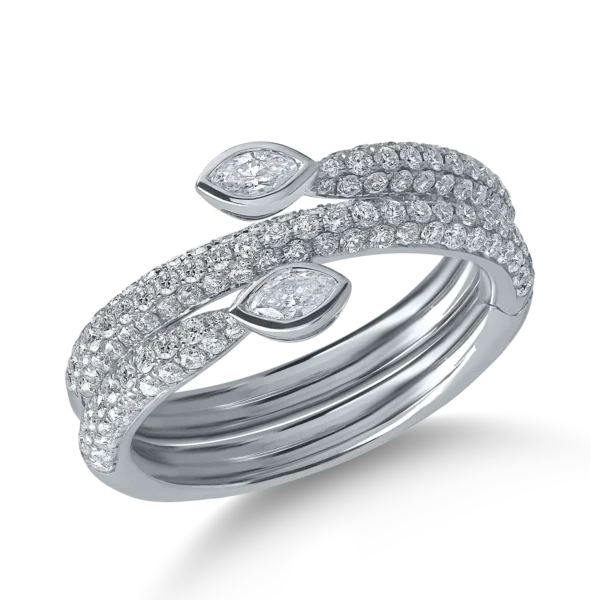 Inel dublu din aur alb cu diamante de 1.07ct