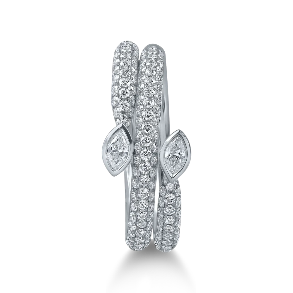 Inel dublu din aur alb cu diamante de 1.07ct - imagine 2