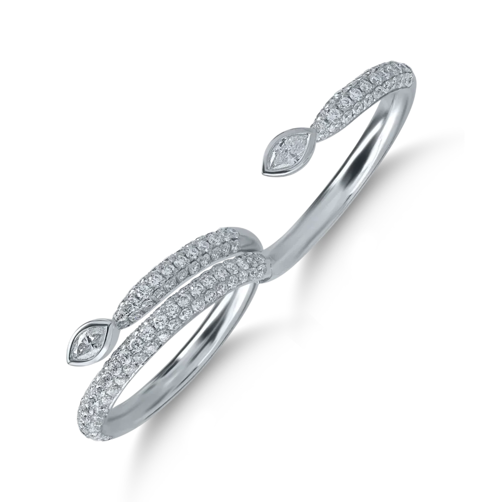 Inel dublu din aur alb cu diamante de 1.07ct - imagine 3