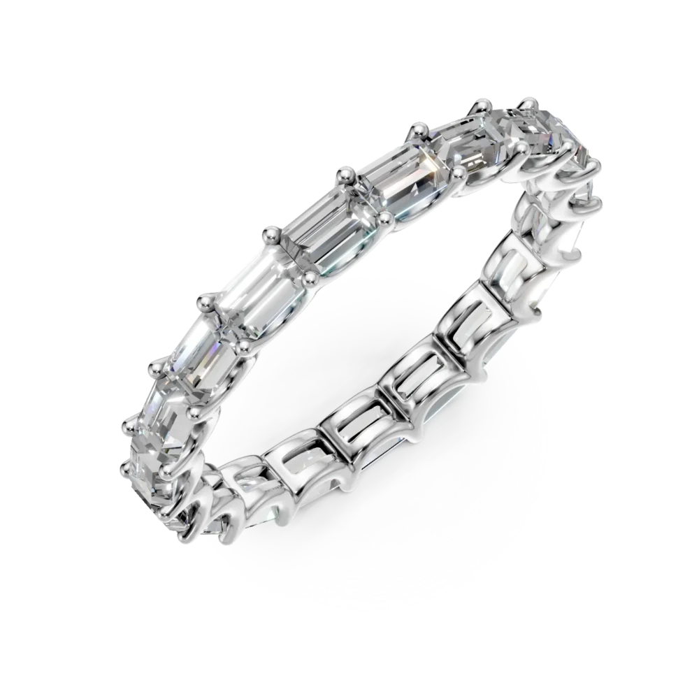 Inel eternity Grace din aur alb cu diamante emerald de 2.2ct create in laborator