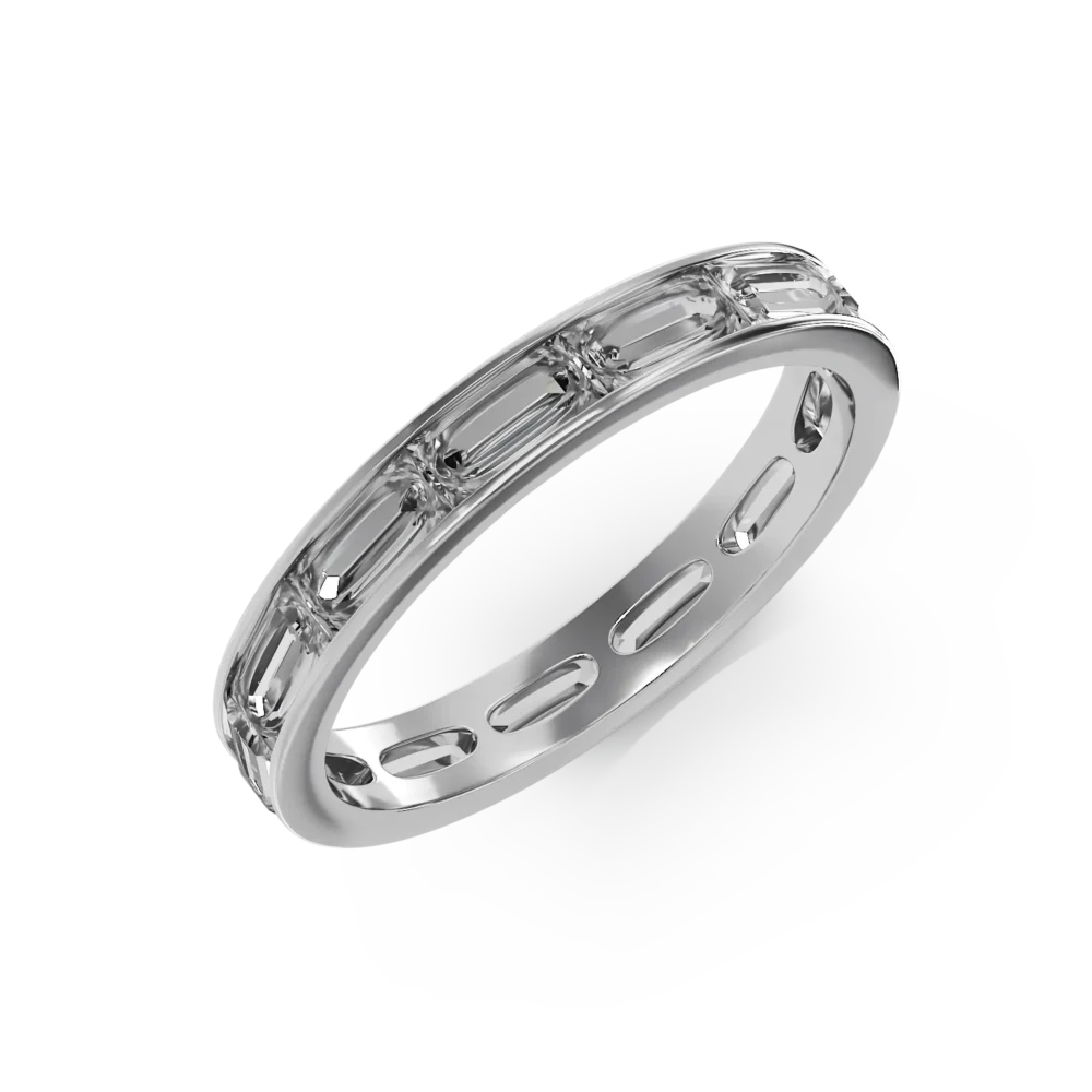 Inel eternity din aur alb cu diamante baguette de 1.7ct