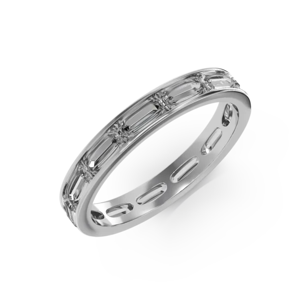 Inel eternity din aur alb cu diamante baguette de 1.7ct
