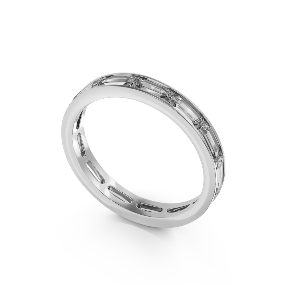 Inel eternity din aur alb cu diamante baguette de 1.7ct - imagine 2