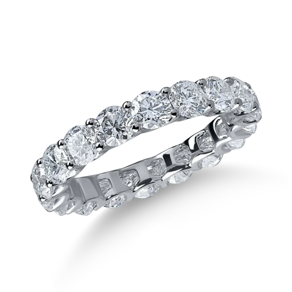 Inel eternity din aur alb cu diamante de 4.1ct