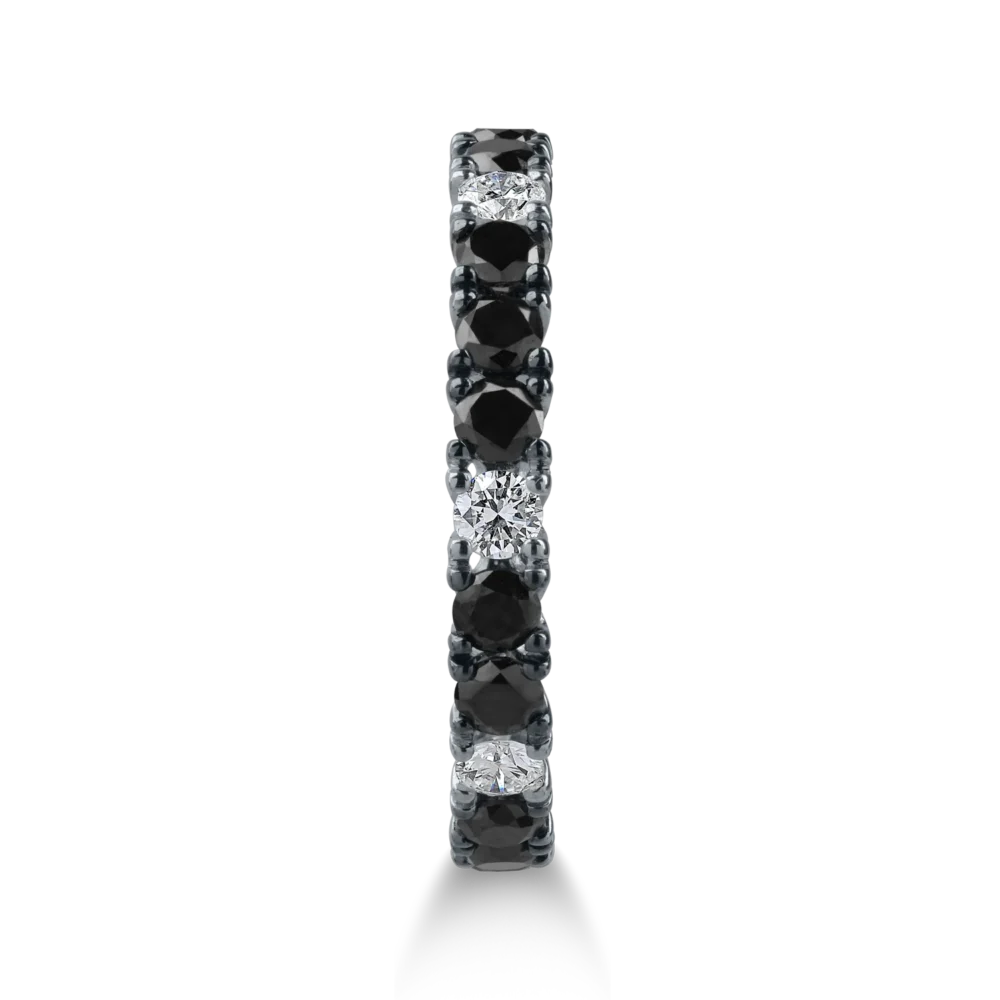Inel eternity din aur alb cu diamante negre de 1.22ct si diamante incolore de 0.34ct - imagine 2
