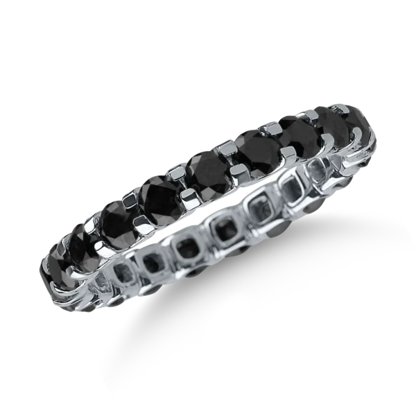 Inel eternity din aur alb cu diamante negre de 2.4ct