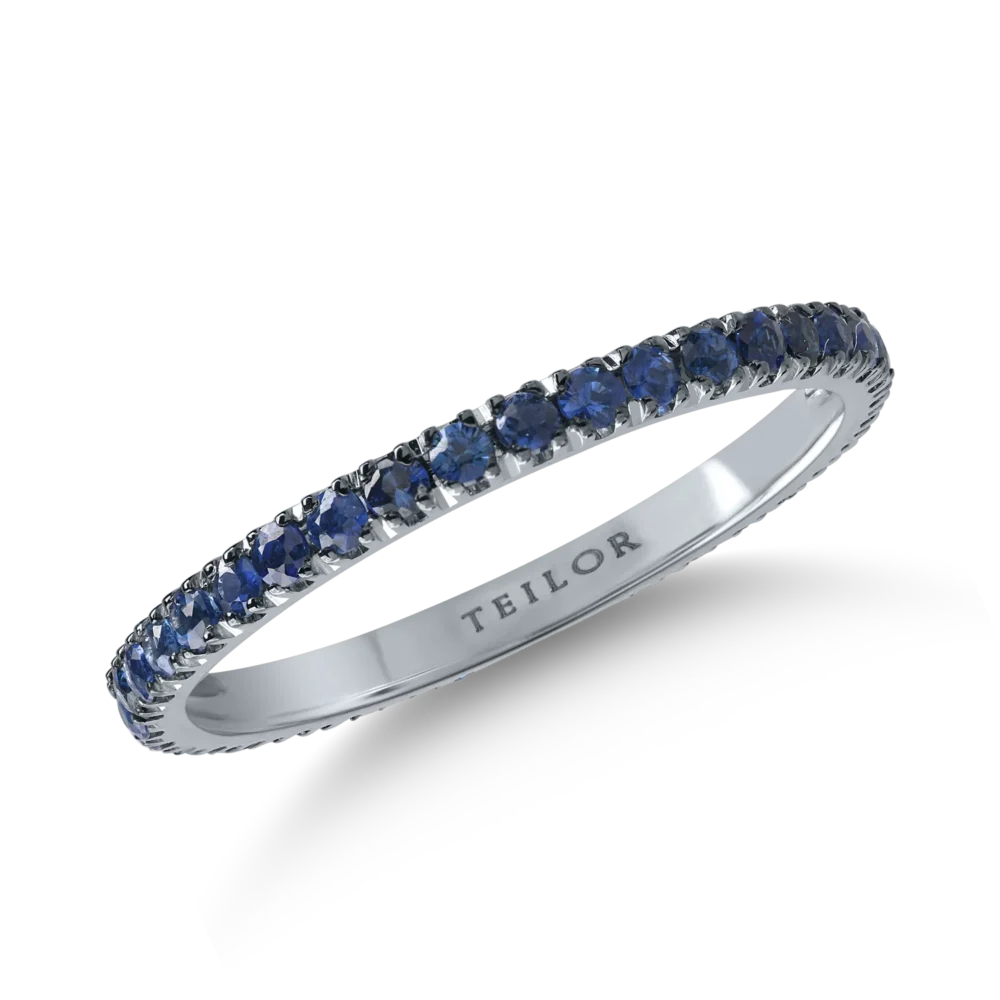 Inel eternity din aur alb cu safire de 0.7ct