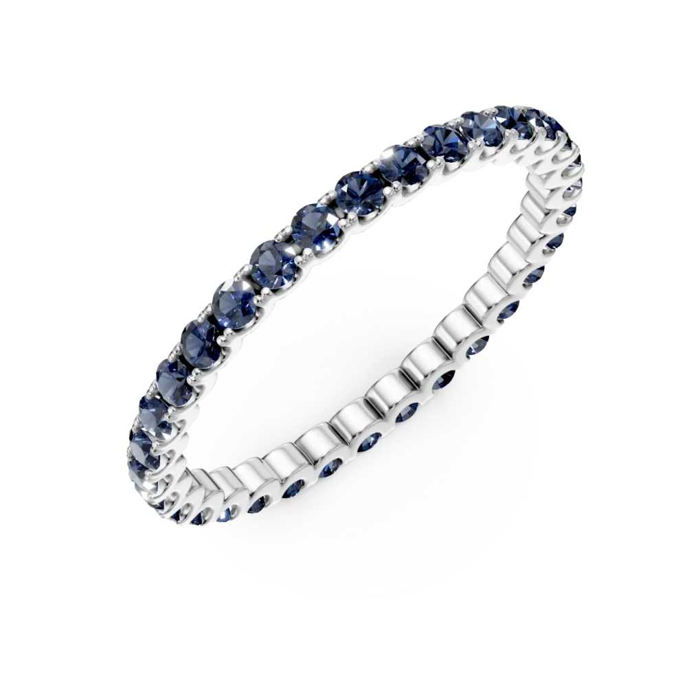 Inel eternity din aur alb cu safire de 0.7ct