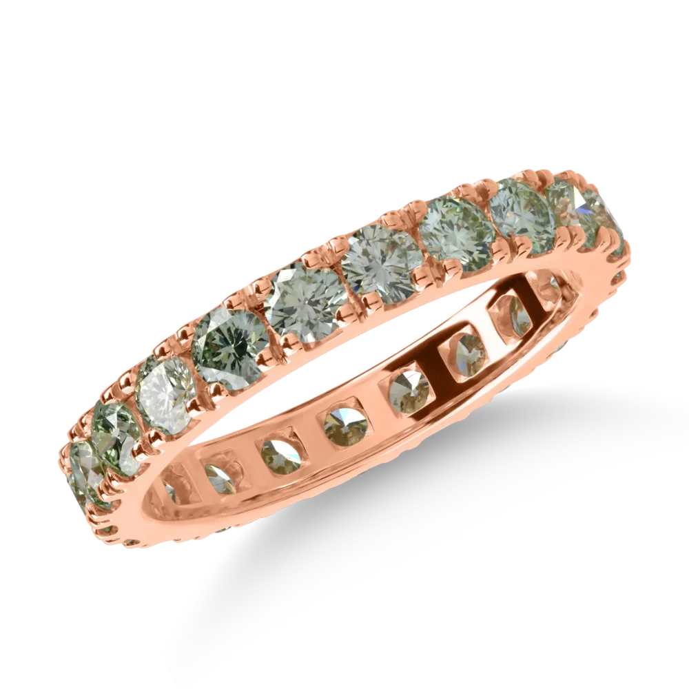 Inel eternity din aur roz cu diamante verzi de 1.82ct