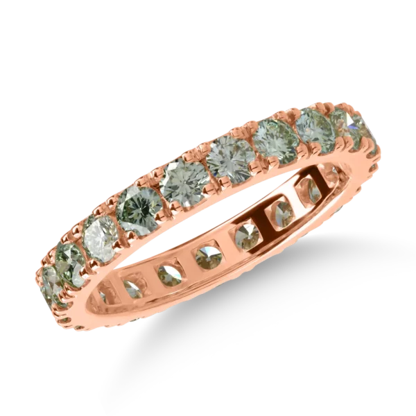 Inel eternity din aur roz cu diamante verzi de 1.82ct